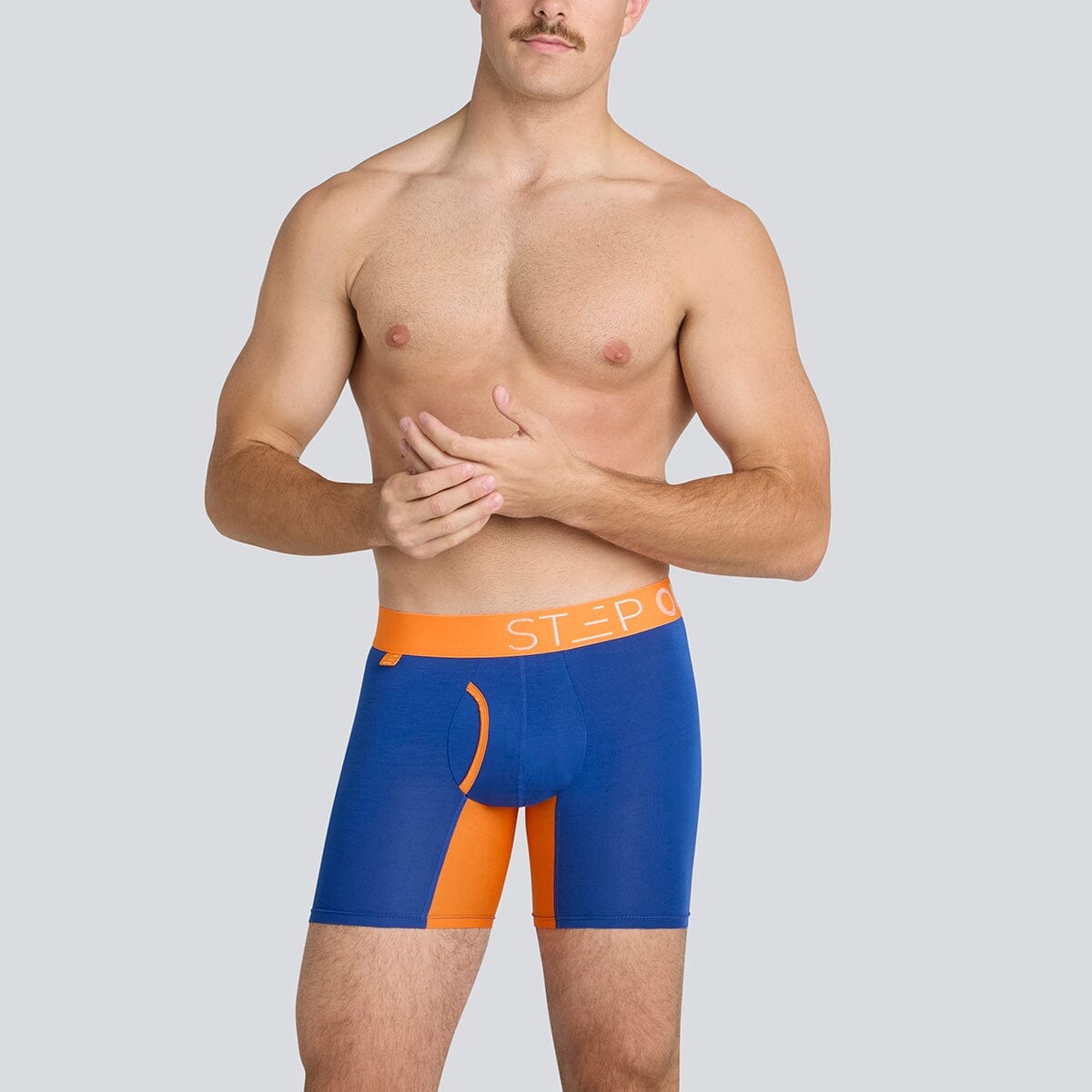 Boxer Brief Fly - Navy & Orange - View 4