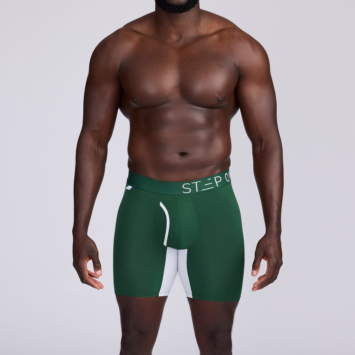 Boxer Brief Fly - Green & White - View 4